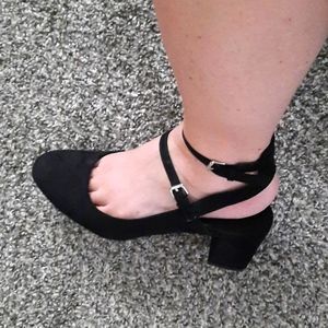 Black strappy  low high heels
